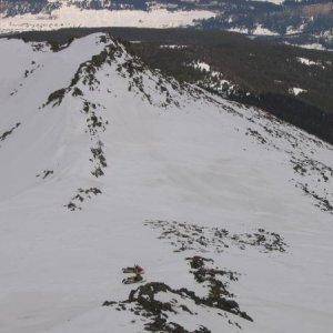 Looking down on the sleds by elk mountain