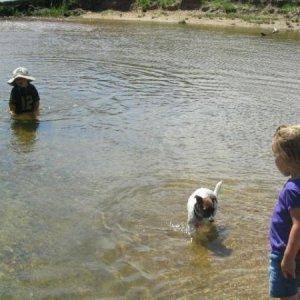 Joshua, Molly (the dog), and Chloe