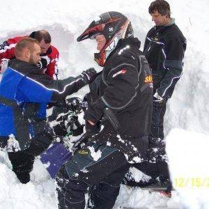 Norm Leslie, Dan Sanderlin, Dale Pixlee  Digging out a stuck Yammy!!