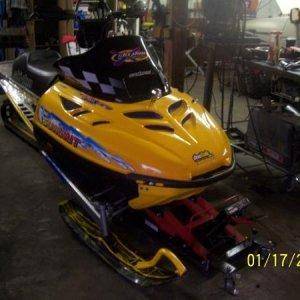 97` Summit, Cobra Windshield, BRP Skidplate, Headlight Delete, 6.9 Pilot skis.