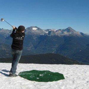 Glacier Golfing on Rainbow Mountain in Whistler.

Took a helicopter up, had beer, cheese and crackers and golfed!  '07