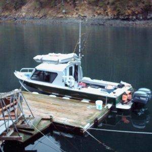 The Hewes at the cabin dock