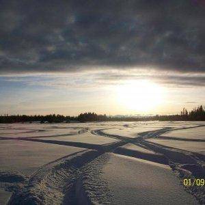 Tracks in the late afternoon sun.