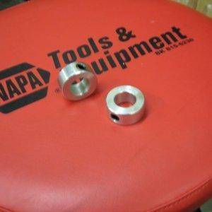 shaft collars for the stops 1 1/8" outside dia
inside diameter 5/8" (ACE HARDWARE $2.75 EA)