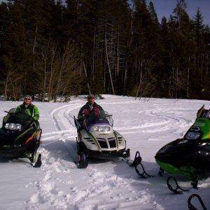 George and Barb the resort operators on their old sleds.