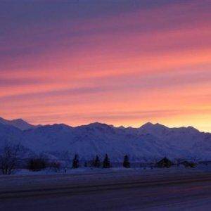 Sunset overlooking mtns at Eureka