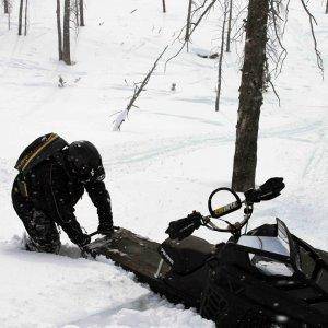 Diggin out his sled that I got Stuck