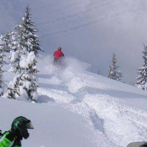 mark busting up the pow in the berry feilds