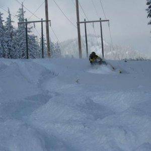 my girl shredding some pow