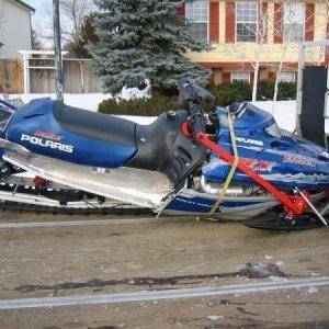 Bashed sled on trailer 1