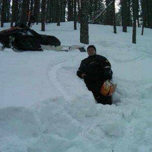 Me standing by my sled after helping John get out of a pickle.