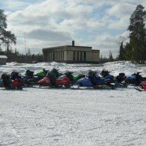 Group of sleds at our rest stop.