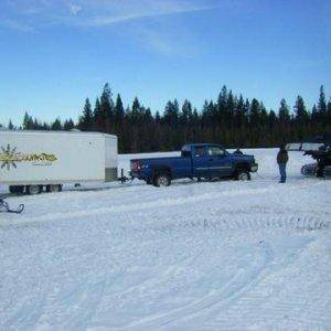 Stuck in the parking lot at the drags Jan. 24th. The groomer operator became my instant friend...