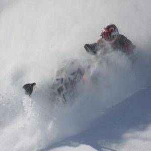 Geoff making fresh lines!, at Eagles pass.