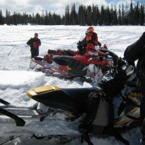 The crew stopped for a break