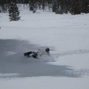 Me doing a sick donut in the pow! Thanks Ron for the Pic