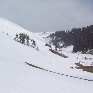 Fiberglass Hill kinda bare..Huge drifts up top