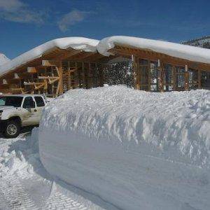 Snow banks at work in May