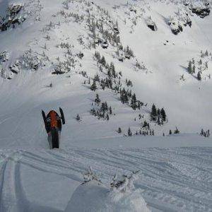 Dads sled put to the test. Top of Turtle mountain