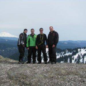 riding gang-josh-puma paul-tom-me,jeff @st.helens w/mt.adams in background