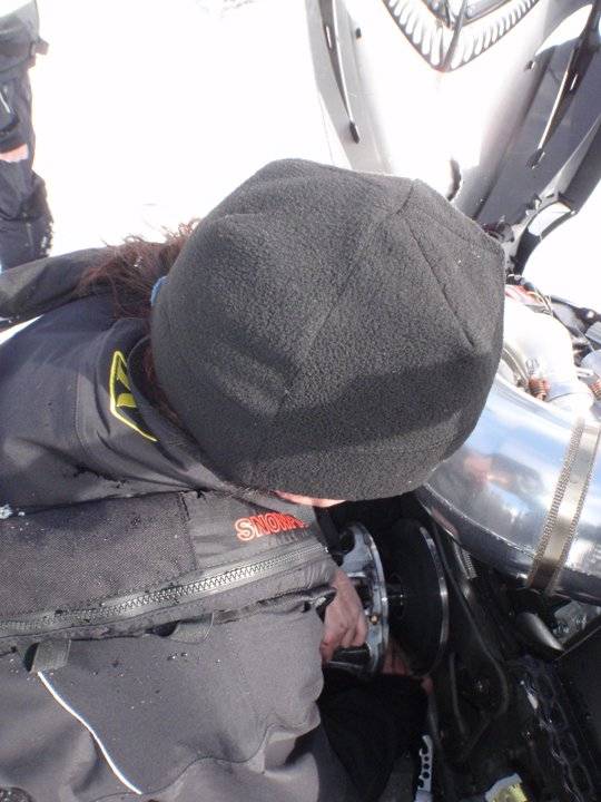 2011 03 05, me workin on hubby's spare sled