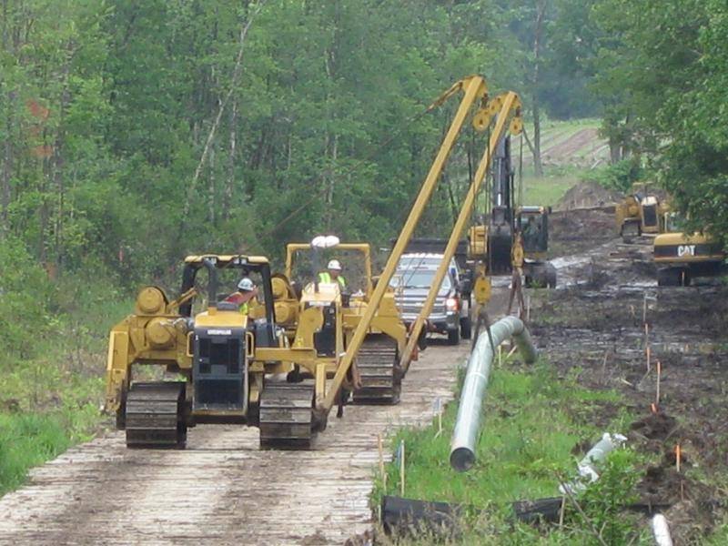 Carrying in a section for a wet land crossing.  12&quot; natural gas line.  Landcaster MA.