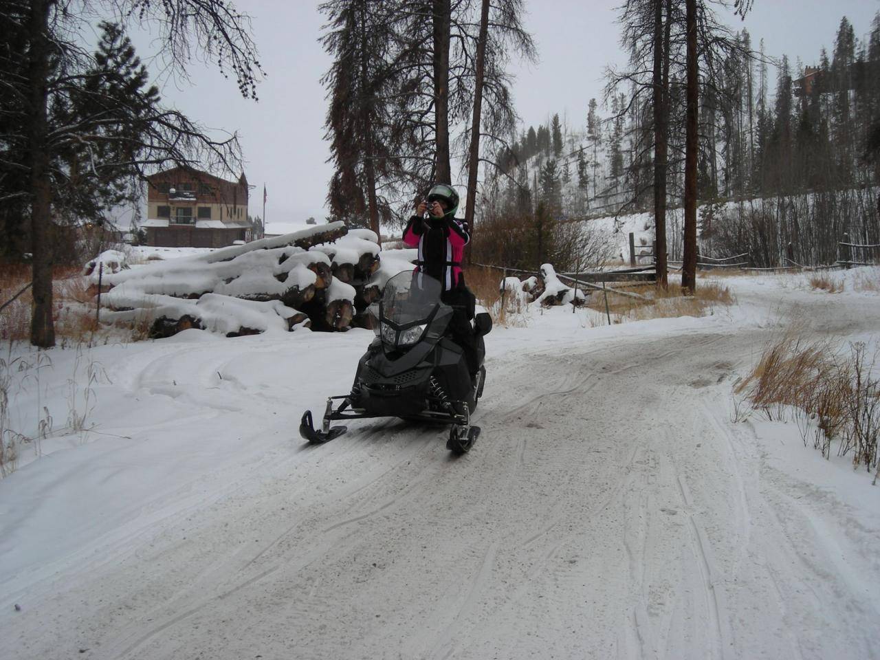 Christmas 2009 Grand Lake Diedre taking pics on the town trail.