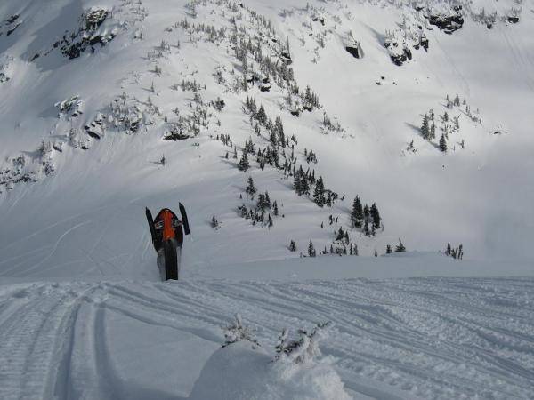 Dads sled put to the test. Top of Turtle mountain