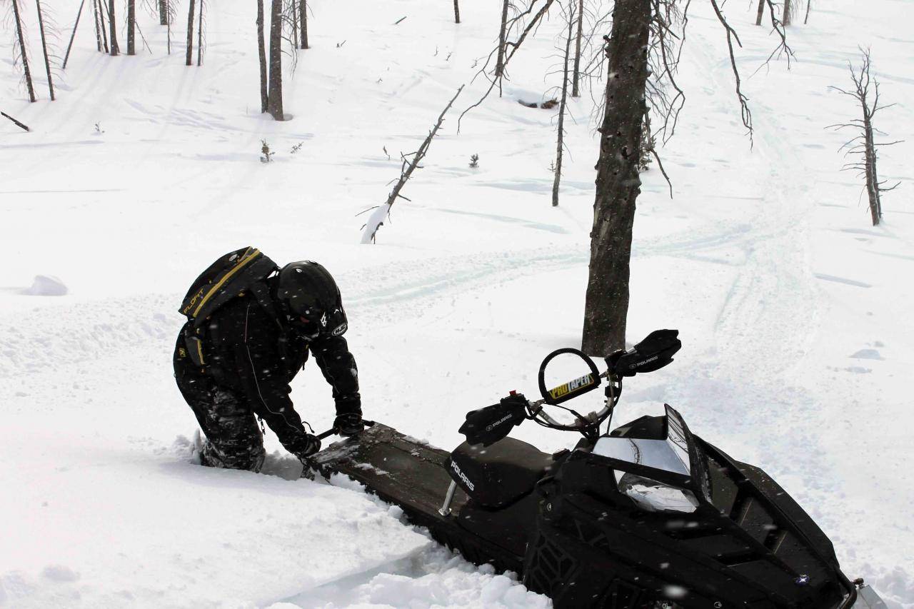 Diggin out his sled that I got Stuck