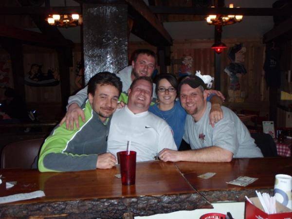 DogPatch, Munising

Left to Right
Jordan (Arcticfx), Gary (Princess), Amanda (host), Me
Top
Jason (Feech)

Broken bolt on the belt adjuster on Feech's