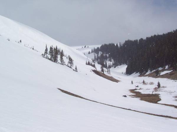 Fiberglass Hill kinda bare..Huge drifts up top