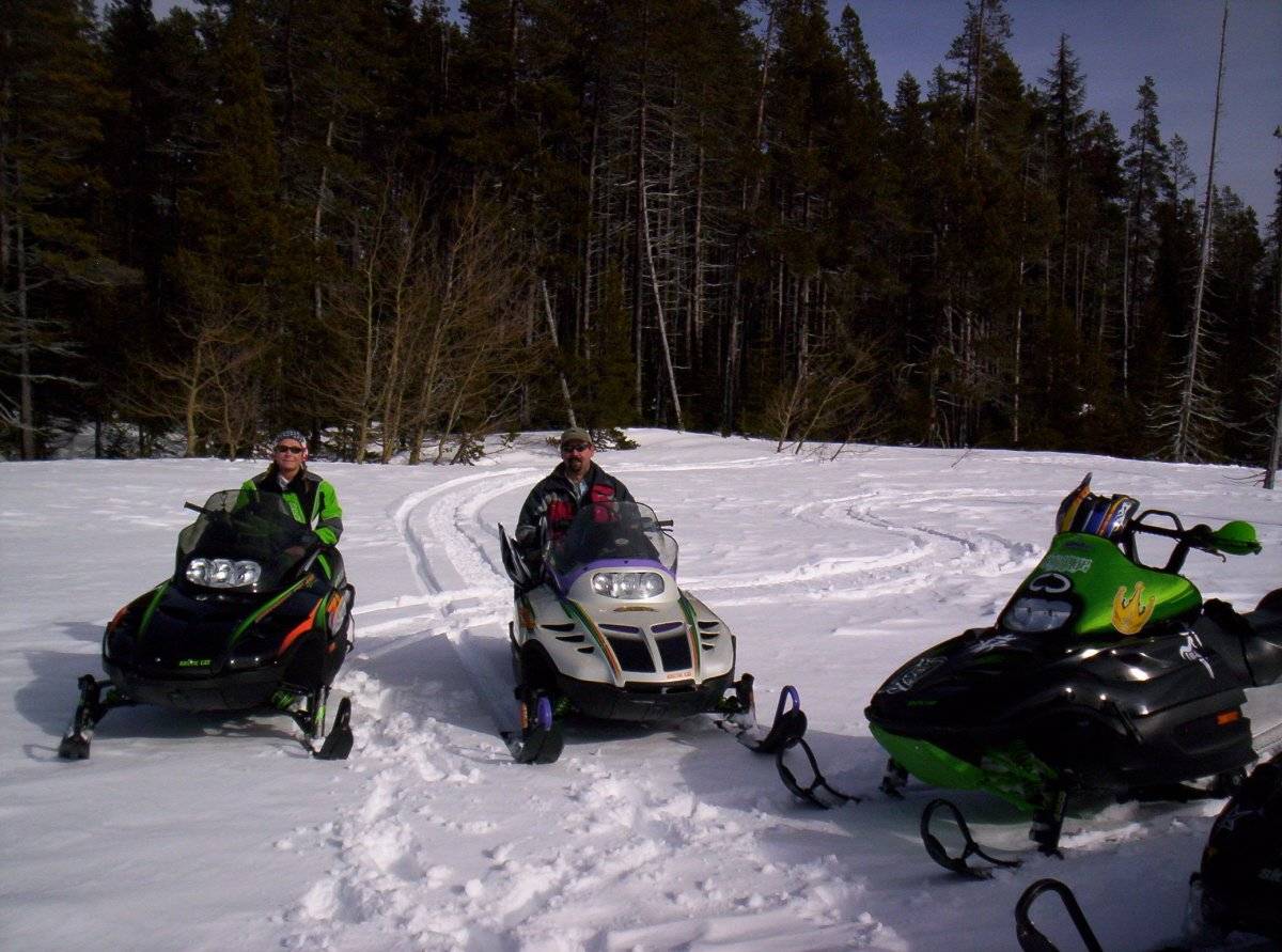 George and Barb the resort operators on their old sleds.