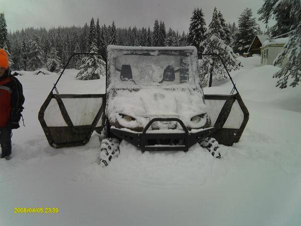 Got the Rhino stuck in 2' of pow( should of been out ridin)