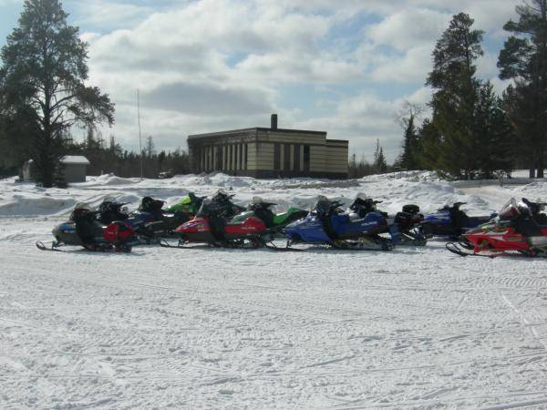 Group of sleds at our rest stop.