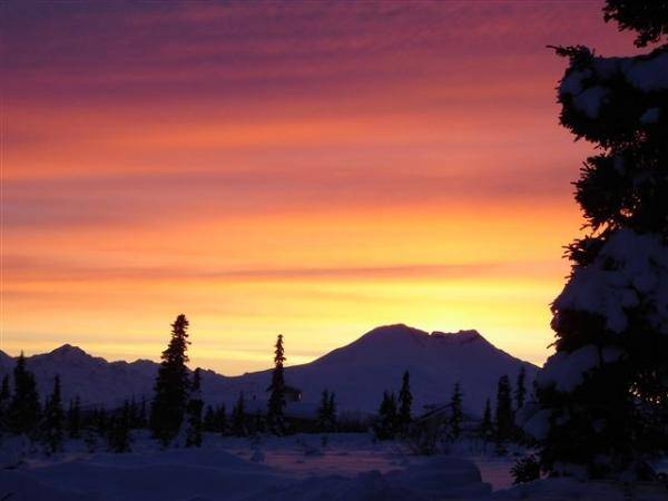 Gunsight Mtn sunset, Eureka, Alaska