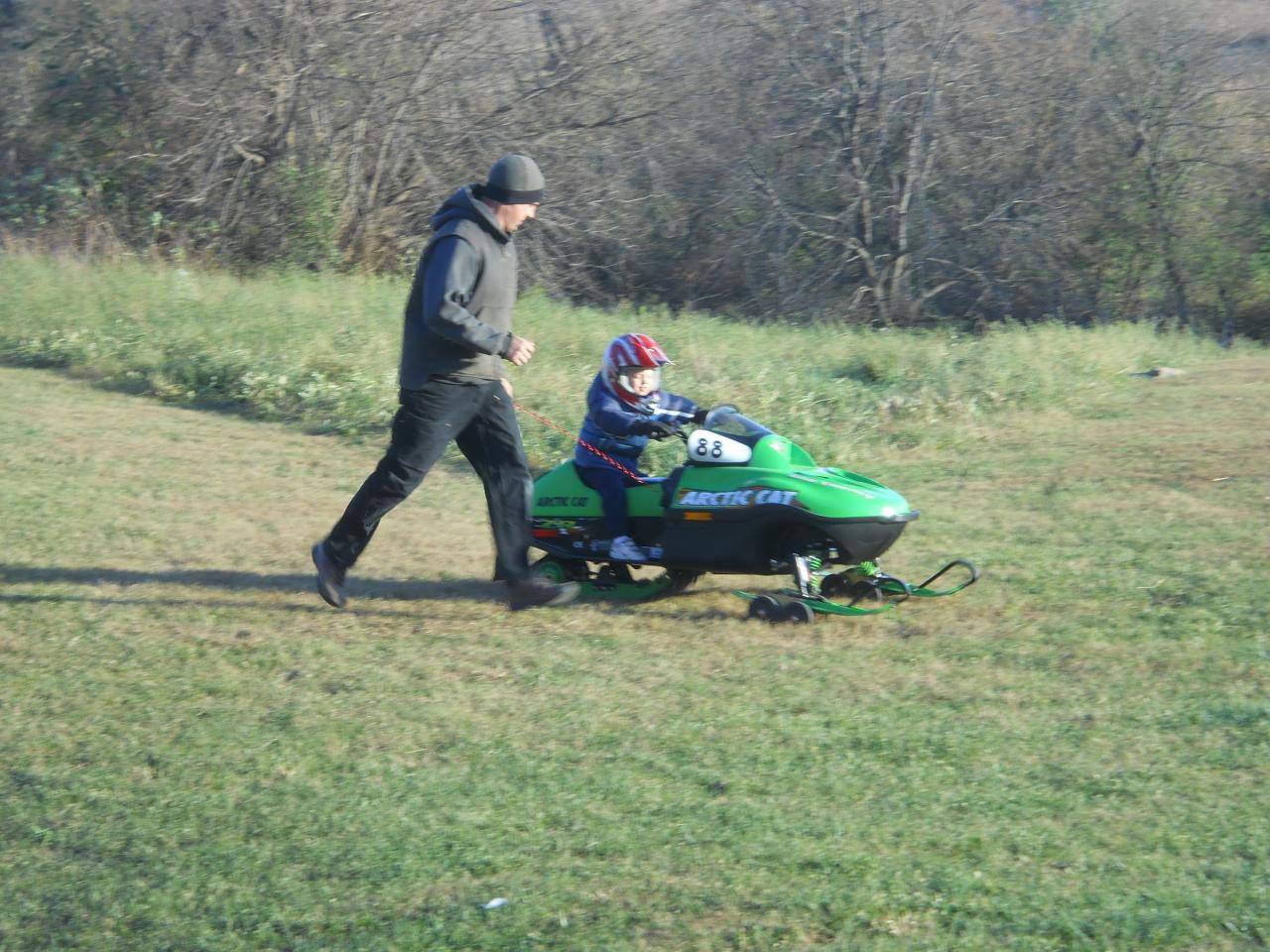 He should be able to ride with dad in a couple of years