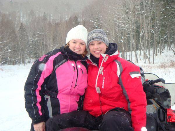 Karen, a big fan of SledGirls gear, and Aimee, Co-Owner of SledGirls