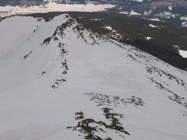 Looking down on the sleds by elk mountain