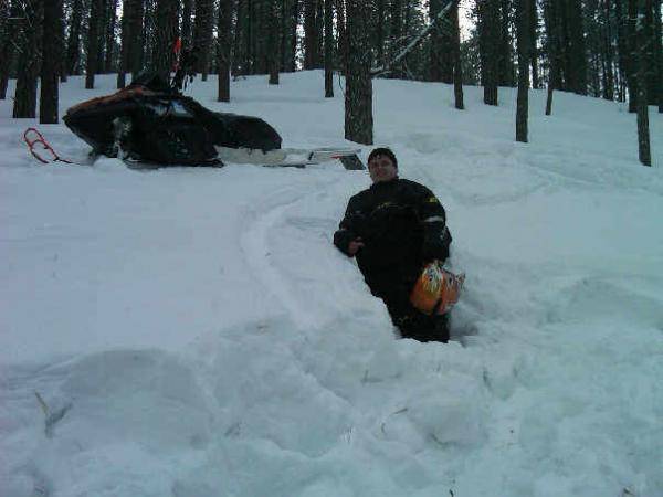 Me standing by my sled after helping John get out of a pickle.