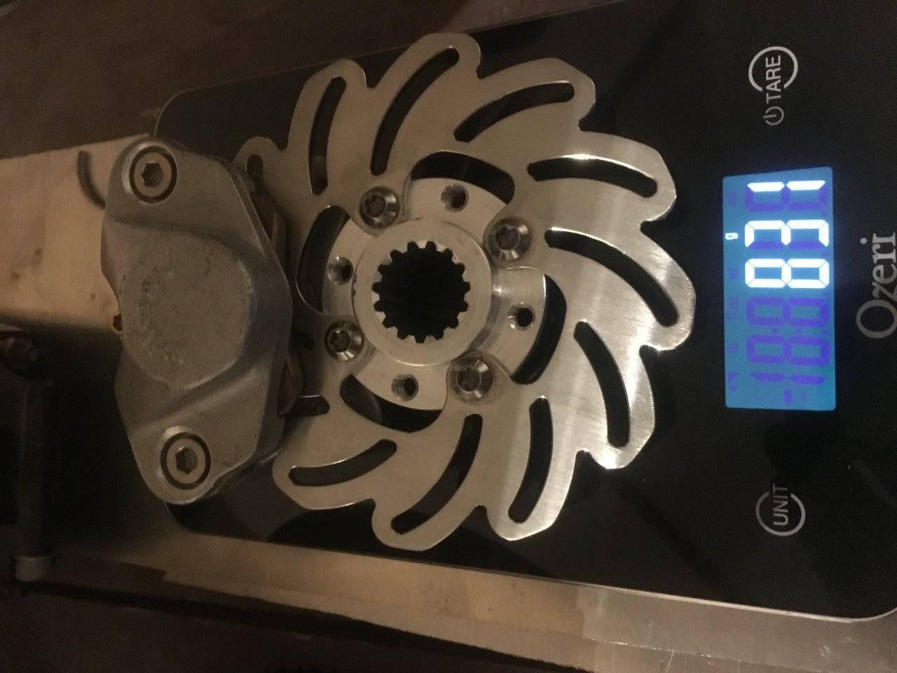 My re-hubbed Yeti disk with my customized Wildwood caliper; 831 Grams, 4 Grams Lighter than the stock disk alone!