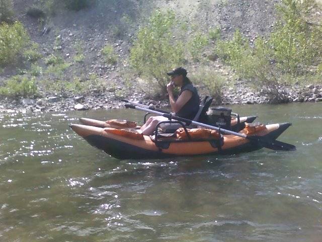 PC on his old pontoon boat