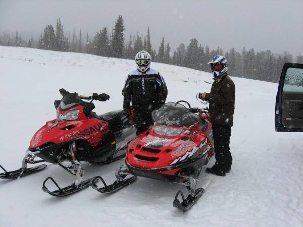 sitting in the parking lot after a buddy blew up his skidoo