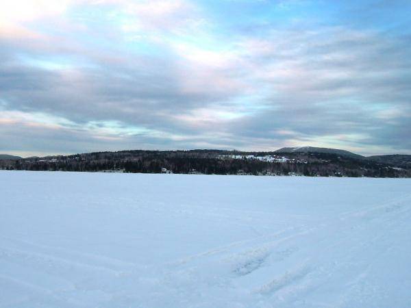 Sled tracks on the lake