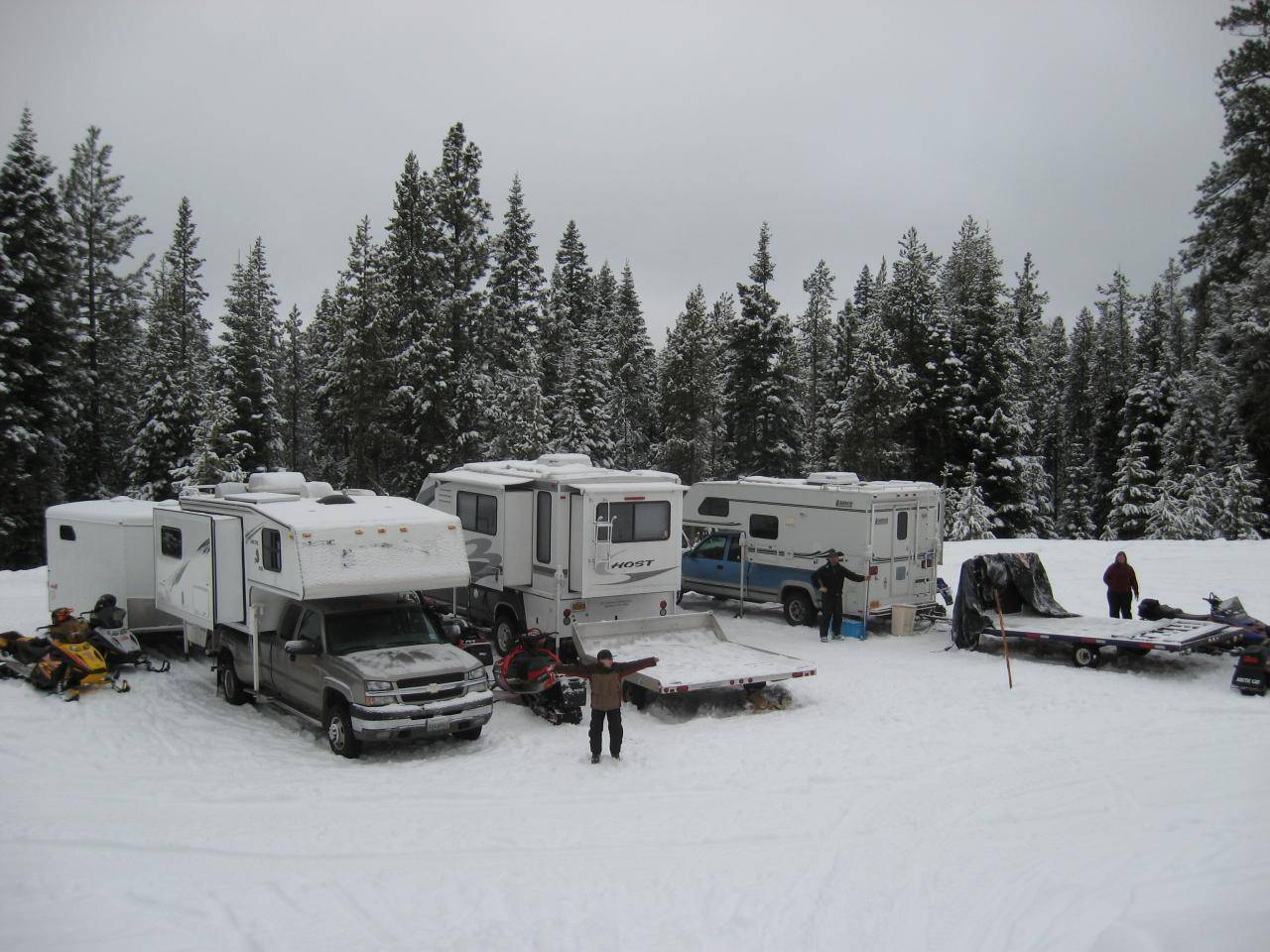 Snow camping. Our rig is the one in the center.