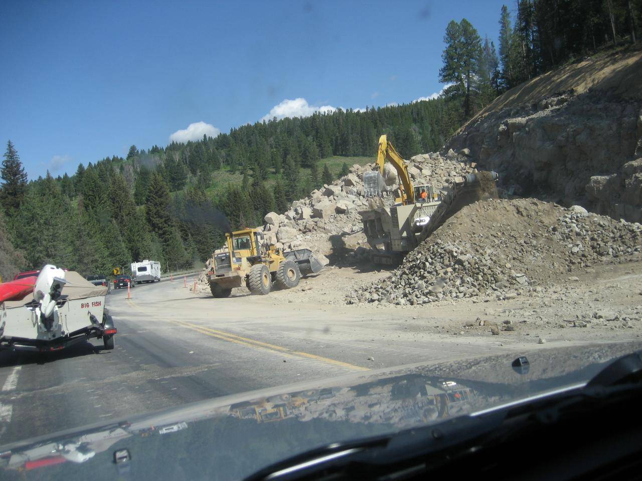 Some road construction between West Yellowstone and Bozeman.