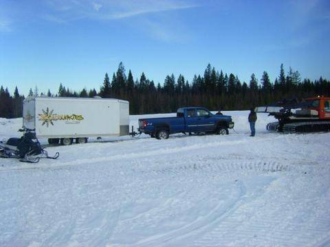 Stuck in the parking lot at the drags Jan. 24th. The groomer operator became my instant friend...