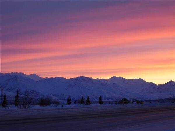 Sunset overlooking mtns at Eureka