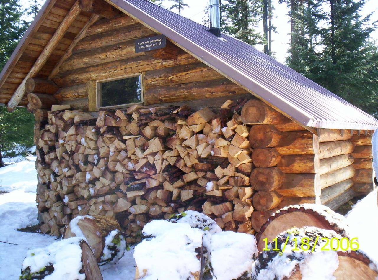 The South Brown Mt shelter on PCT and yes you can ride to it on your sled even though it is used in the summer by PCT hikers