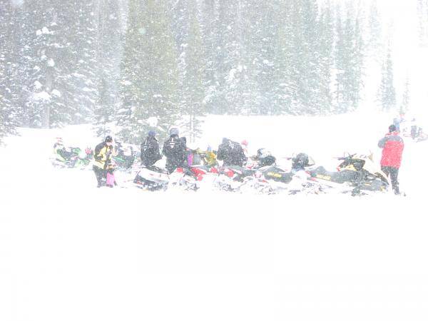 These guys were all climbing this crazy hill. I'm new at this so I thought it was pretty insane. It was snowing like hell. You could hardly see the to