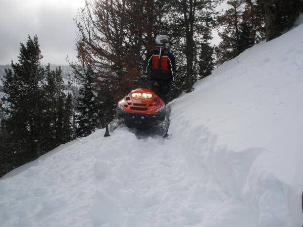 Trench we had to dig to get Bill's sled out.